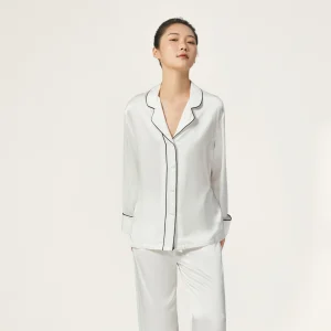 19MM 100% Mulberry Silk Pajamas Set Women Lapel Long Sleeve Shirt Wide Leg Pants Loungewear Suit Elegant Ladies Sleepwear Outfit - AliExpress Women's Sleep & Lounge