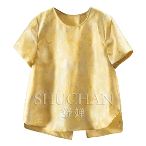Light Luxury Heavy 22 Mmi Silk Floating Brocade Short Sleeve Shirt Women's 70L2 Blusas Mujer De Moda 2026 Verano - AliExpress Shirts & Blouses