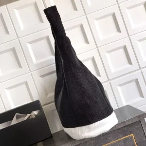 Black and white color-blocked terry cloth shoulder bag, large U-shaped top handle, comes with a matching small pouch. - AliExpress Women's Handbags