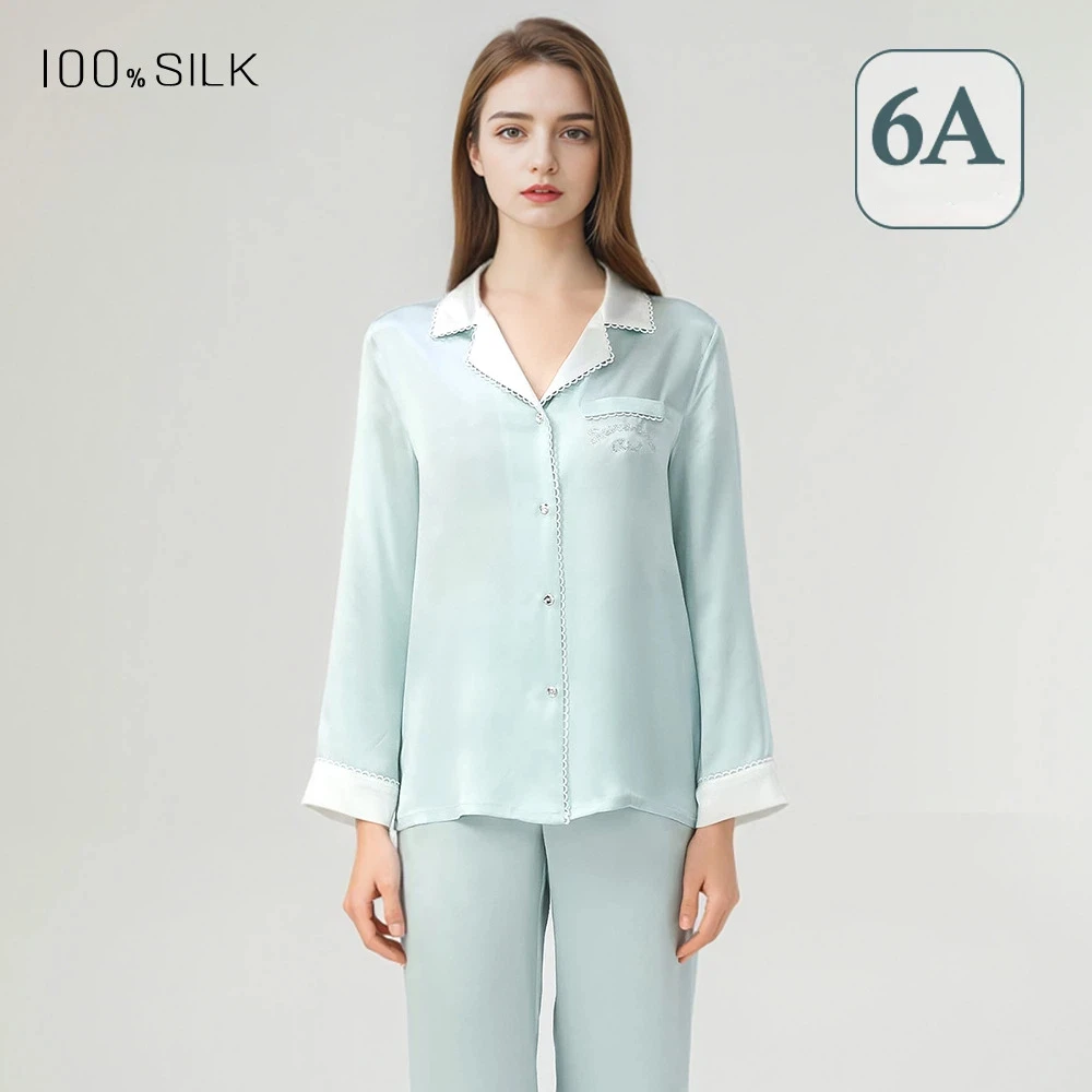 Women's 100% Mulberry Silk Pajamas Set 19 Momme Soft Casual Loungewear Spring Summer All Season Comfortable Sleepwear - AliExpress Women's Sleep & Lounge