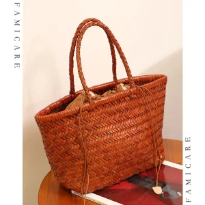 Women Genuine Leather Woven Tote Bag Large Capacity Casual Commuter Shoulder Bag Lady Vintage Basket Handbags with Inner Pouch - AliExpress Women's Handbags