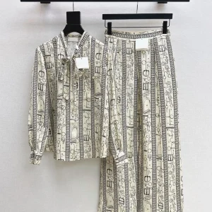 Silk Shirt Women's Loose Fit Long Sleeve Button up Vintage Pattern Printed Sash Elastic Waist Straight Leg Pants Autumn New - AliExpress Shirts & Blouses