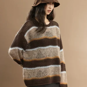 CAREMIND Vintage Hollow out Knitwear Spring New Sle Women's Overhead irt Park Bench Artistic Feel Loose Fit Long Sve - AliExpress Sweaters&Jumpers