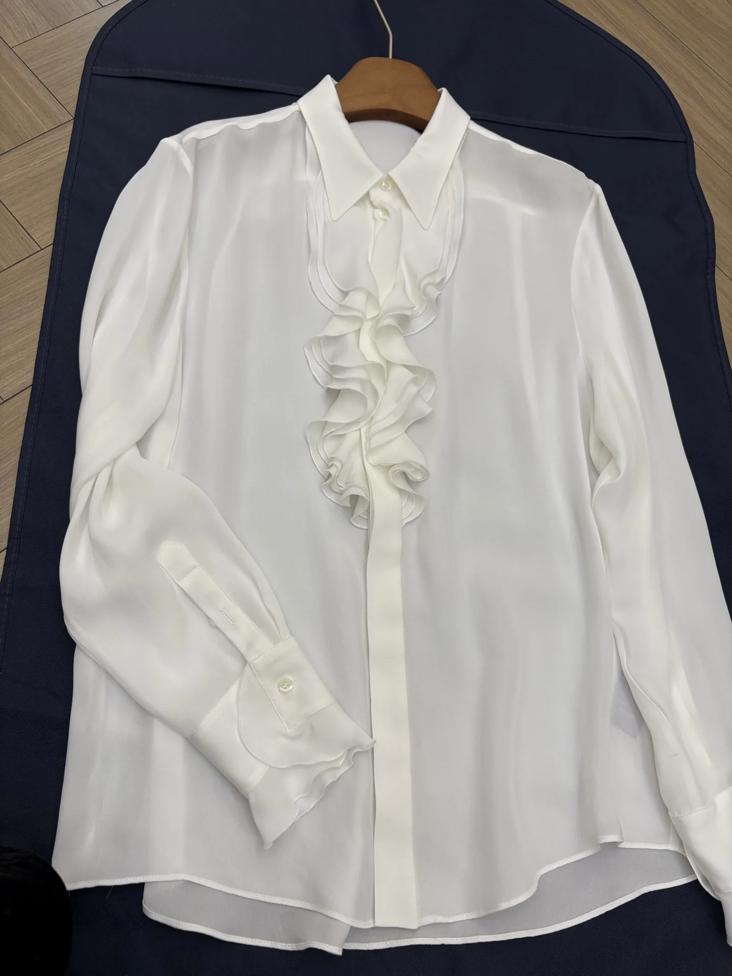 Spring And Summer New Silk Ruffled Long-Sleeved Shirt Fashionable And Versatile Leisure Comfortable Elegant Temperament Women - AliExpress Shirts & Blouses