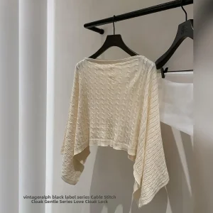 Slimming Knitted Cowl Neck Sweater Vintage Twist Goddess Style Korean Loose Fit Seven Sleeve round Neck Spring Regular Length - AliExpress Sweaters&Jumpers
