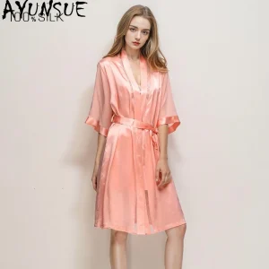 AYUNSUE 100% Mulberry Silk Robes for Women 19MM Silk 2026 New Arrive Spring Summer Sleepwear Bathrobes Pijama Feminino Pajamas - AliExpress Women's Sleep & Lounge