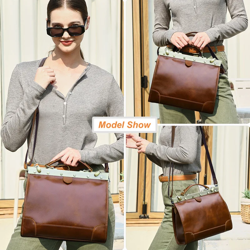 Full grain head layer bovine high-end leather women's bag multi-layer large capacity portable light luxury shoulder bag - AliExpress Women's Handbags