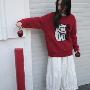 Cisas Red round Ne Brued Pattern Sweater New Year Inner Wear Still Walking Brand Women's Loose Fit Wool Blend Sweater - AliExpress Sweaters&Jumpers