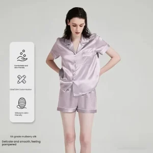 19 Momme 100% Mulberry Silk Pajama Set Women Loose Short Sleeve Sleepwear Two Piece Satin Loungewear Suit Casual Homewear - AliExpress Women's Sleep & Lounge