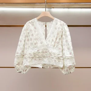 Rural Style Lace Women's Shirt Shorts Floral Patchwork Spring 2026 New Arrival Elegant Commuter Style Thin Seven Sleeve - AliExpress Shirts & Blouses
