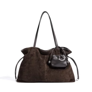 Pleated Drawstring Bag, First-Layer Cowhide Matte Shoulder Bag, Vintage Style Underarm Bag, High-End Soft Leather Handbag - AliExpress Travel Bags