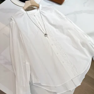 Elegant White Long Sleeve Lace Shirt Women's round Neck Pressed Pleat Inner Wear Casual Breathable Cotton French Style Shirt - AliExpress Shirts & Blouses