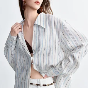 Loose Fit Oversize Linen Shirt Original Striped Button up Women's Comfortable Breathable Commute Style Long Sleeve Shirt - AliExpress Shirts & Blouses