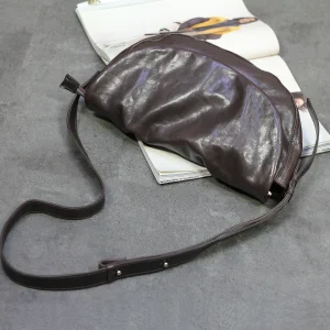 Vintage Washed Top Layer Cowhide Soft Leather Crossbody Bag for Women Commuter Bag Lazy Style Wide Shoulder Strap Dumpling Bag - AliExpress Women's Handbags