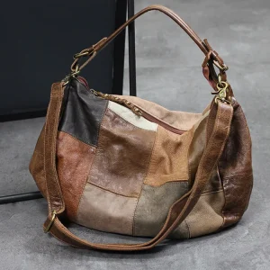 Retro Hong Kong Style Soft Cowhide Leather Women's Bag Fashionable Color Block Handmade Casual Top Layer Leather Shoulder Cro... - AliExpress Women's Handbags
