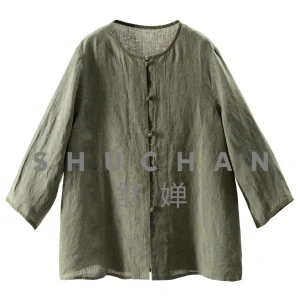 High-quality Yarn-dyed 100 Hemp Round Neck Nine-quarter Sleeve Shirt Women's 06W2 Blusas Mujer De Moda 2026 Verano Elegantesfd - AliExpress Shirts & Blouses