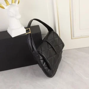 Black diamond-quilted leather shoulder bag with an adjustable thin top handle, soft rectangular shape, ladies' casual underarm handbag. - AliExpress Women's Handbags