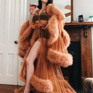 BathGown Women's Feather Edge Tulle Illusion Long Bridal Robe Wedding Scarf New Fur Winter Kimono Pregnant Dress Custom Made - AliExpress Women's Sleep & Lounge