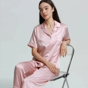 22MM 100% Mulberry Silk Casual Short Sleeve Pajamas Button Up Lapel Top & Pants PJ Women's Sleepwear Lounge Set Nightwear Pajama - AliExpress Women's Sleep & Lounge