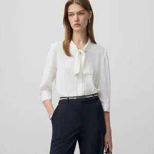 PRICH Simple Pure Color Shawl Collar Chiffon 7/8 Sleeve Shirt Women's Commute Style Autumn New Fashion Elegant Top - AliExpress Shirts & Blouses