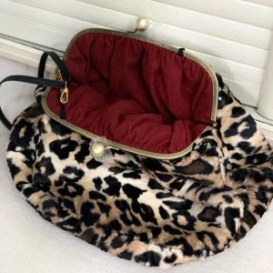 LOST IN VINTAGE Fur Leopard Print Animals Fabric Soft Smooth Owl Bag Balls Bronze Kiss-lock Large Purse Clutch Large 43x40x13cm - AliExpress Women's Handbags