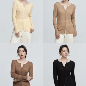 LORRAINES Romantic Spring 00 Wool round Ne Skin-friendly Knitted Cardigan Slim Fit Base Layer Casual Sle Long Sve - AliExpress Sweaters&Jumpers