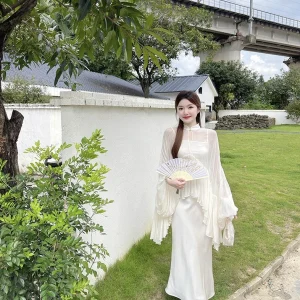 New Chinese Sle Silk irt Women's Summer Design Large Swing Fairy Aosphere Stand Collar Long Sve Loose Fit Sweet Sle - AliExpress Shirts & Blouses