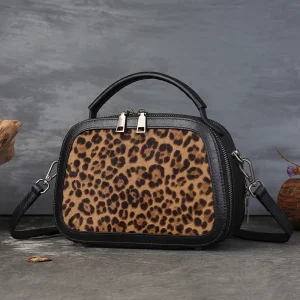 Cross Border Popular Women's Bag Made of Genuine Leather and Horse Hair Fashionable Leopard Print Box Bag Niche High-end Handbag - AliExpress Women's Handbags