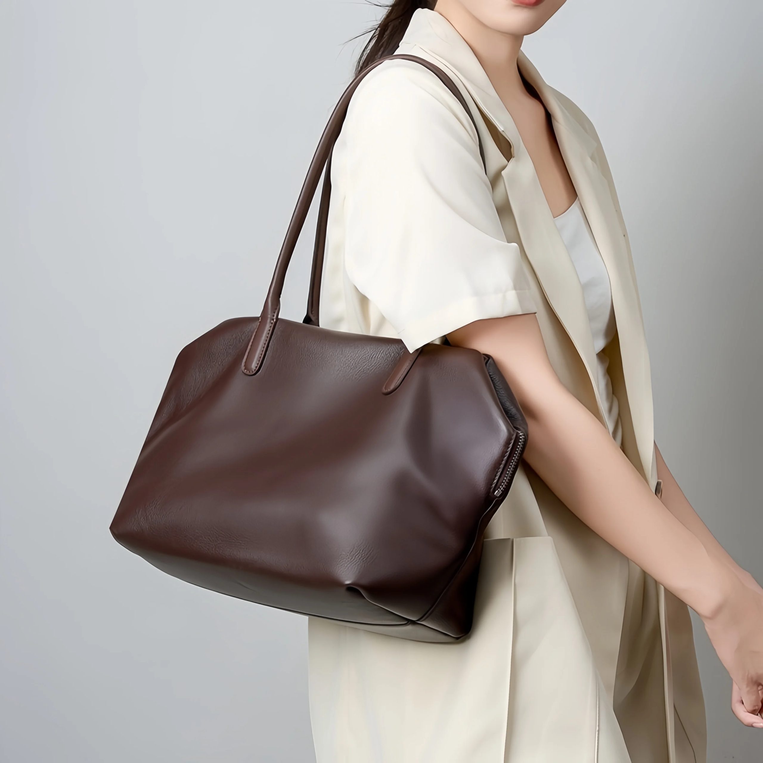 2026 Large Capacity Women's Handheld Bowling Bag High Grade Leather Underarm Tote for Leisure And Commuting Shoulder Bag KZ015 - AliExpress Women's Handbags