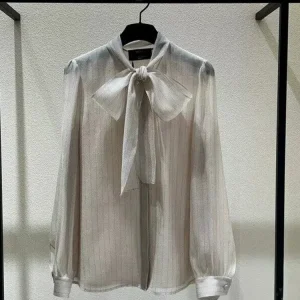 Elegant Knowledgeable Pure Original MICOAT Silk Stripe Shirt for Women Spring  Knot Long Sleeve Breathable Comfortable - AliExpress Shirts & Blouses