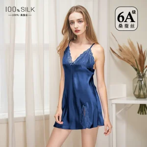 100% Real Mulberry Silk Slip Nightdress Lace Trim Deep V Side Split Sleep Dress Breathable Women Night Gown Sleepwear Pajamas PJ - AliExpress Women's Sleep & Lounge