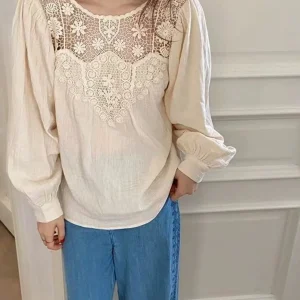 Ele round Ne Lace Embroidery Long Sve Women's irt Breathable Cotton Texture Winter Faion Gentle Sle Top - AliExpress Shirts & Blouses
