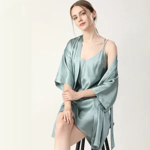 100% Real Silk Pajamas for Women Summer Two-Piece Set Sexy Cami Nightgown & Robe Set Mulberry Silk Sleepwear Autumn Winter - AliExpress Women's Sleep & Lounge
