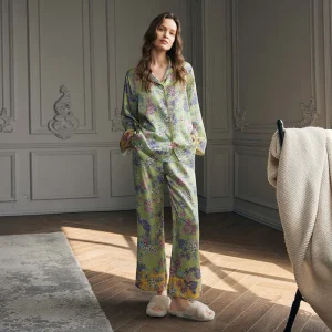 New Floral Temperament Long Sleeve Loungewear Set Shirt Collar, 100% Mulberry Silk 19mm Thickness Style Code Fashion Cozy XL Si - AliExpress Women's Sleep & Lounge