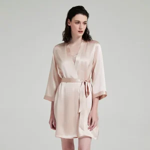 Women 19mm 100% Mulberry Silk Robe V Neck Three Quarter Sleeve Wrap Belted Night Robe Luxury Loungwear Sleepwear Home Dress - AliExpress Women's Sleep & Lounge