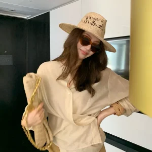 Acetate Linen Shirt Women's Thin Long Sleeve Asymmetrical Design Breathable V-neck French Style Loose Fit Shirt - AliExpress Shirts & Blouses