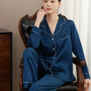Valentine's Day Gift 100% Mulberry Silk Couple Pajamas Suit Spring Women's Cardigan Homewear Men's Long Sleeve Pajama Sleepwear - AliExpress Women's Sleep & Lounge