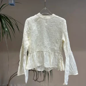 Heidd Early Spring 2026 Court Style Loose Fit Linen Shirt with Lace Sleeves And Embroidery Bell Sleeves And Pleats for Women - AliExpress Shirts & Blouses