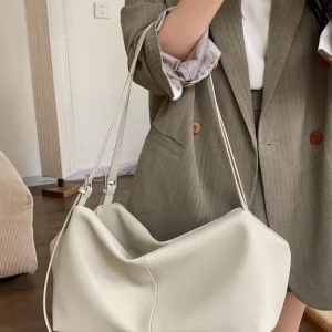 Retro New Women Office Solid Color Genuine Leather Single Shoulder Bag Soft Leather Handbag Tote Casual Crossbody Bags Designer - AliExpress Women's Handbags