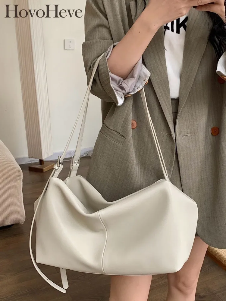 Retro New Women Office Solid Color Genuine Leather Single Shoulder Bag Soft Leather Handbag Tote Casual Crossbody Bags Designer - AliExpress Women's Handbags