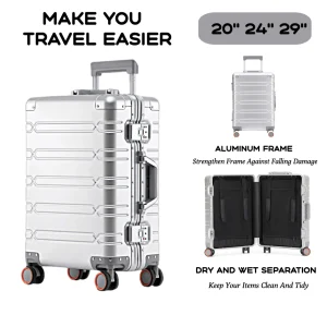 2024 New Large Capacity Durable Luggage Sets Aluminum Suitcase Women Girl Carry-On Boarding Travel 20/24/29 - AliExpress Luggage