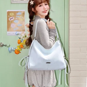 Blue Wind Bell Large Capacity Single Shoulder Crossbody Tote Bag Sweet Girl Spring Summer Fashion Medium Hardness PU Leather - AliExpress Women's Handbags