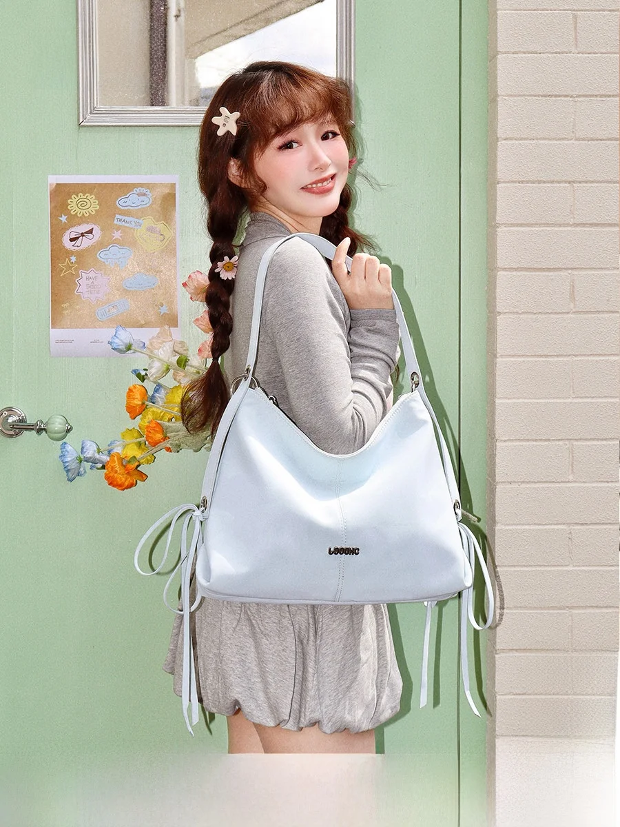 Blue Wind Bell Large Capacity Single Shoulder Crossbody Tote Bag Sweet Girl Spring Summer Fashion Medium Hardness PU Leather - AliExpress Women's Handbags