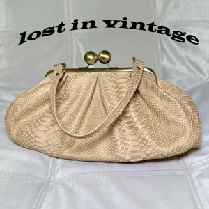 LOST IN VINTAGE Artificial Snake Leather Bag Balls Bronze Kiss-lock Antique Frame Serpentine Evening Clutch Puffy 35x20x10cm - AliExpress Women's Handbags