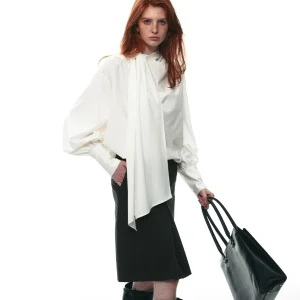 Casual Classic Asymmetrical Scarf Collar Long Sleeve Shirt Women's Top Single Moment 26AW Loose Fit Fashion Ladies Shirt - AliExpress Shirts & Blouses