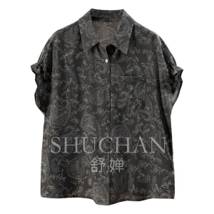 Retro Cashew Flower Blouse Light Luxury Cabinet Loose Pleated Bag Rotator Sleeve Natural Silk Shirt Women's 69M1 - AliExpress Shirts & Blouses