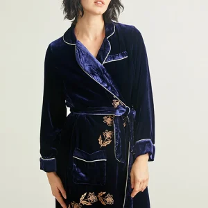 Winsleter-Base Yarn 19MM 100%Real Silk Velvet Night-robe, Embroidery Lace-up, Women Retro Warm Pajamas Robe, 2026 New P5D931CC - AliExpress Women's Sleep & Lounge