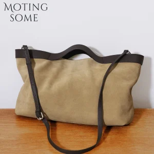 Motingsome Winter New Suede Big Tote Women Matte Cowhide Leather Handbag Oversized Shoulder Bowling Shopper Purse Luxury Design - AliExpress Women's Handbags