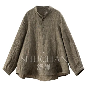 Qinglan Ma Yun  Early Autumn Dharma  Loose and Thin and Elegant European Standard Linen Shirt Women's 97M2 - AliExpress Shirts & Blouses
