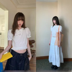 Sweet Ruffled Lace Bubble Sleeve High Waist Skirt Set Women's Summer Shirt Dress Casual Breathable Short Sleeve Floral Print - AliExpress Shirts & Blouses